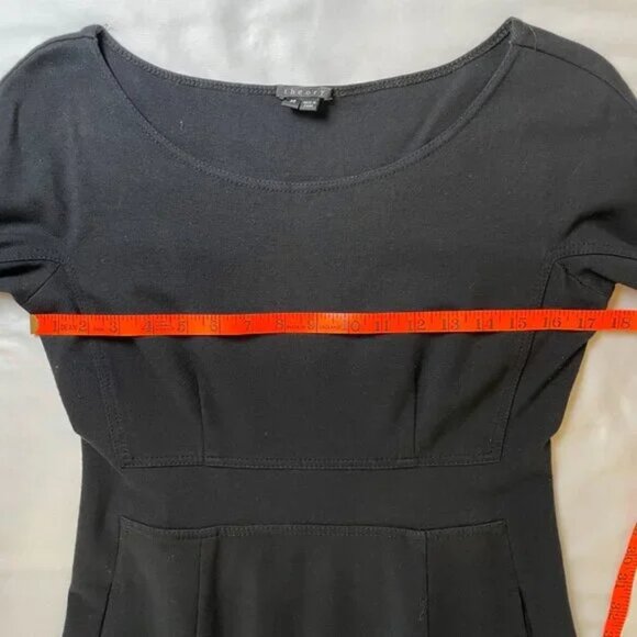 Theory Luanne Ponte Knit Dress 3/4 Sleeves Mini Black Round Neck Size M - Picture 7 of 14